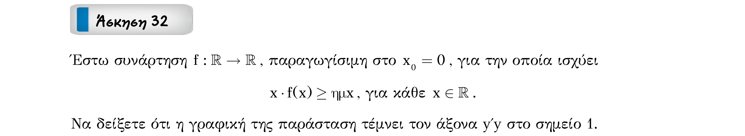 Σάρωση εκφώνησης άσκησης «Άσκηση 32» από «Παράγωγος συνάρτησης σε σημείο – Κατηγορία 4», σελίδα 12.
