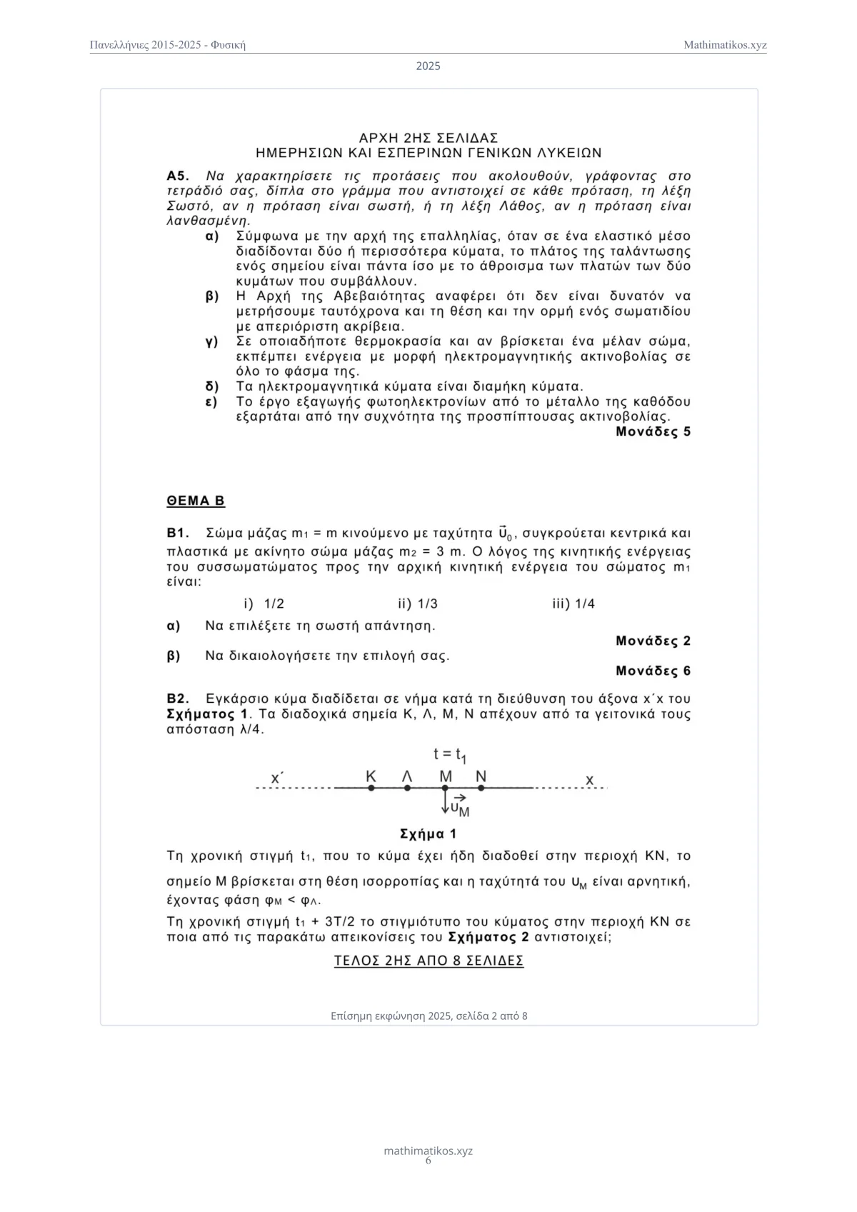 Θέματα και λύσεις Πανελληνίων Φυσικής 2015–2025, σελίδα 7